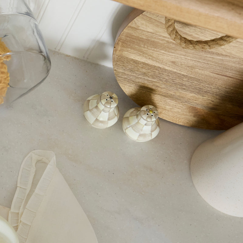 MacKenzie-Childs | Mocha Check Salt & Pepper Shakers
