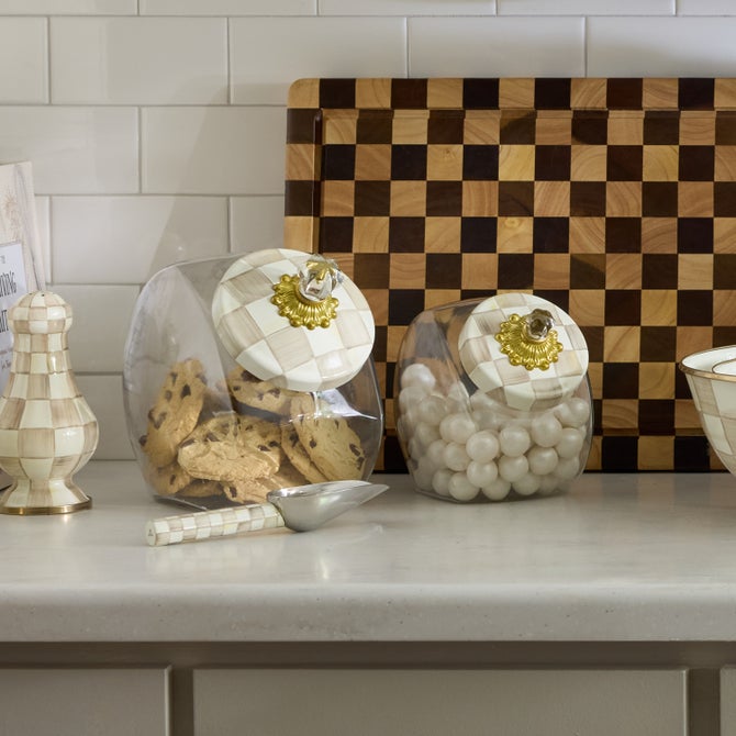 MacKenzie-Childs | Cookie Jar with Mocha Check Lid