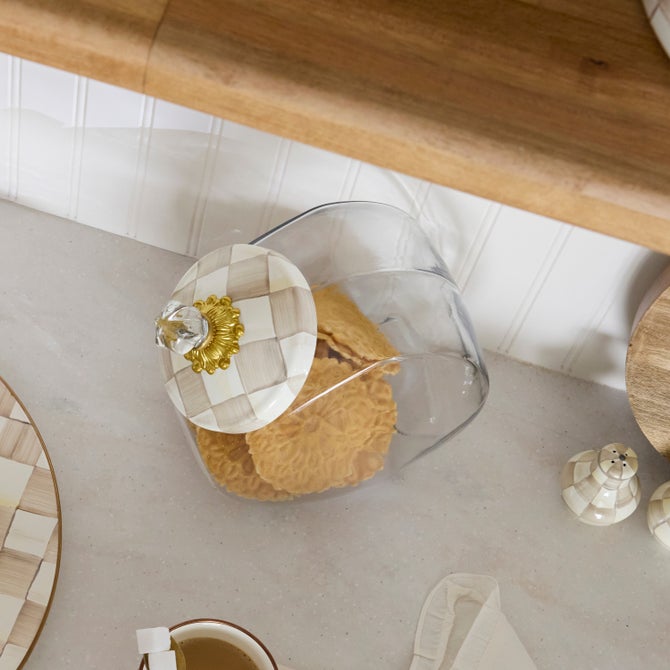 MacKenzie-Childs | Cookie Jar with Mocha Check Lid