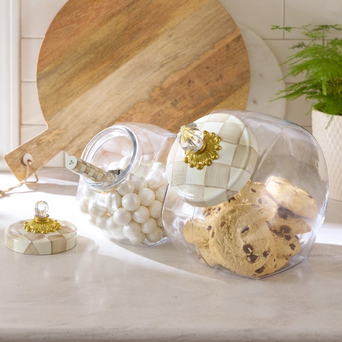 MacKenzie-Childs | Cookie Jar with Mocha Check Lid