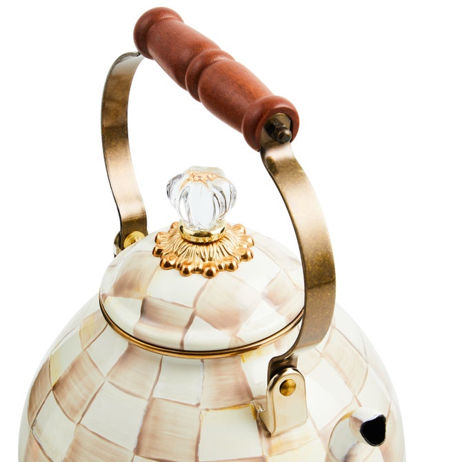 MacKenzie-Childs | Mocha Check 3 Quart Tea Kettle