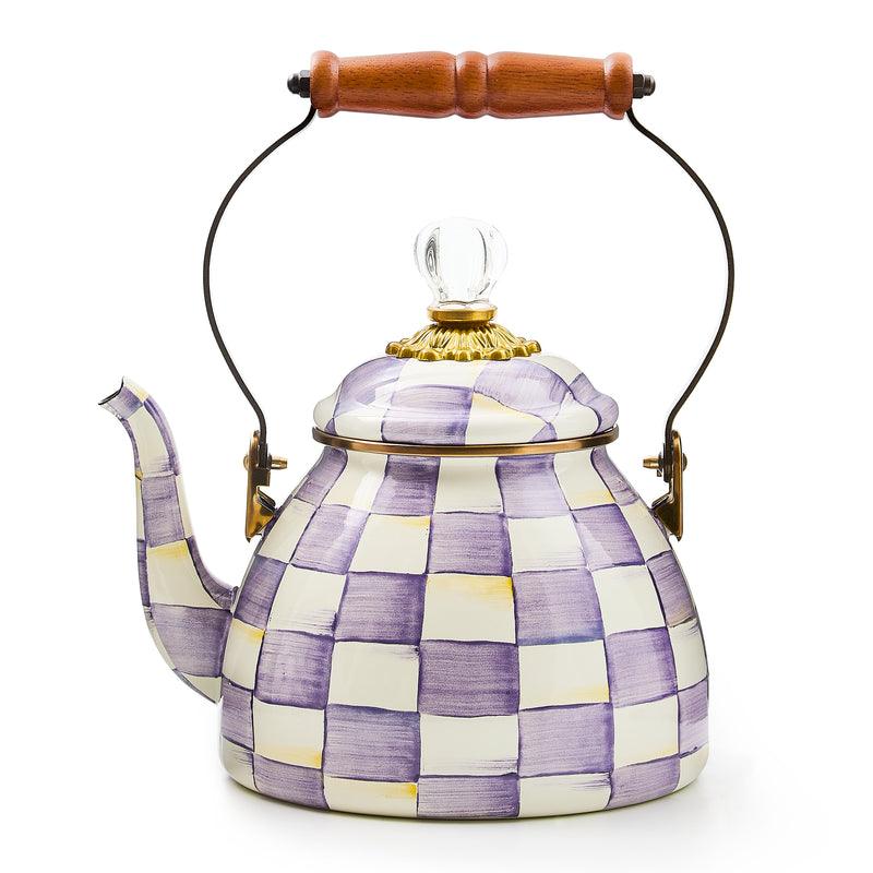 MacKenzie-Childs | Violet Check Tea Kettle, 2 Qt