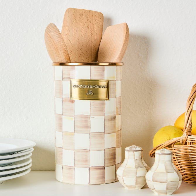 MacKenzie-Childs | Mocha Check Utensil Holder