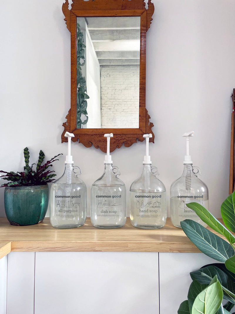 Common Good - Glass Refill Station Bottle Display.