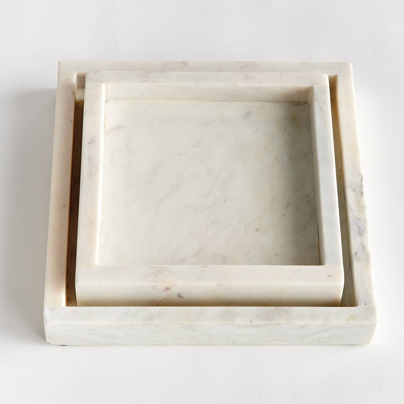 Napa Home & Garden | Amani Square Marble Trays Small - Set of 2, ideal for displaying pastries or decor, enhancing any living space with elegance.