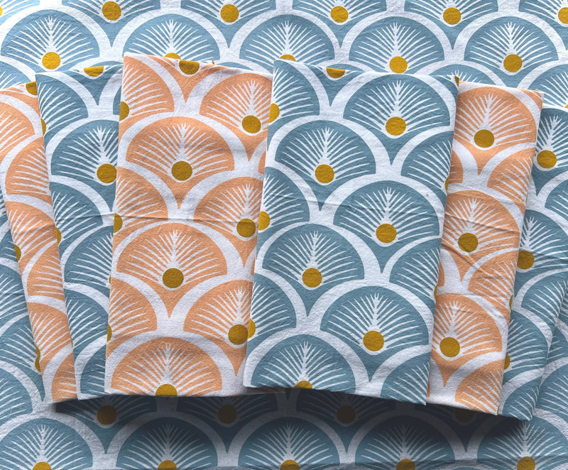 Hearth and Harrow | Kitchen Herbs Tea Towel in Blue-violet - Plant Print Cloth