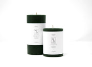 Mo&Co Home - Forest Green | 100% Beeswax Pillar Candle, hand-poured, eco-friendly, unscented, perfect for enriching celebrations; available in 3x6 inches with 90-hour burn time.