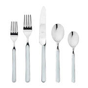 Mepra SPA - Place Set 5 Pcs Fantasia: Turtle-dove, featuring elegant stainless steel silverware with durable, welded handles and double-serrated knives, perfect for sophisticated dining.