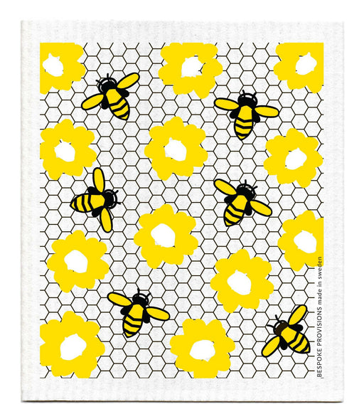 Bespoke Provisions - Bees on Honeycomb Swedish Dishcloth.