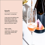 Three Spirit | Blurred Vines Spark, 3 Bottles: Pink, bubbly wine alternative with lively bubbles and aromatic notes, perfect for celebrations with friends and savory snacks.