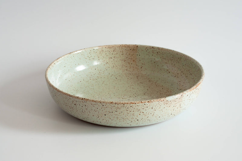 RachaelPots - Pasta Bowl Large: Nude/White, hand-thrown stoneware ideal for family meals, featuring a spacious design perfect for pasta or serving dishes. Microwave and dishwasher safe.