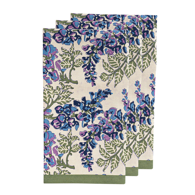 Couleur Nature | Wisteria Blue & Green Tea Towels, Set of 3