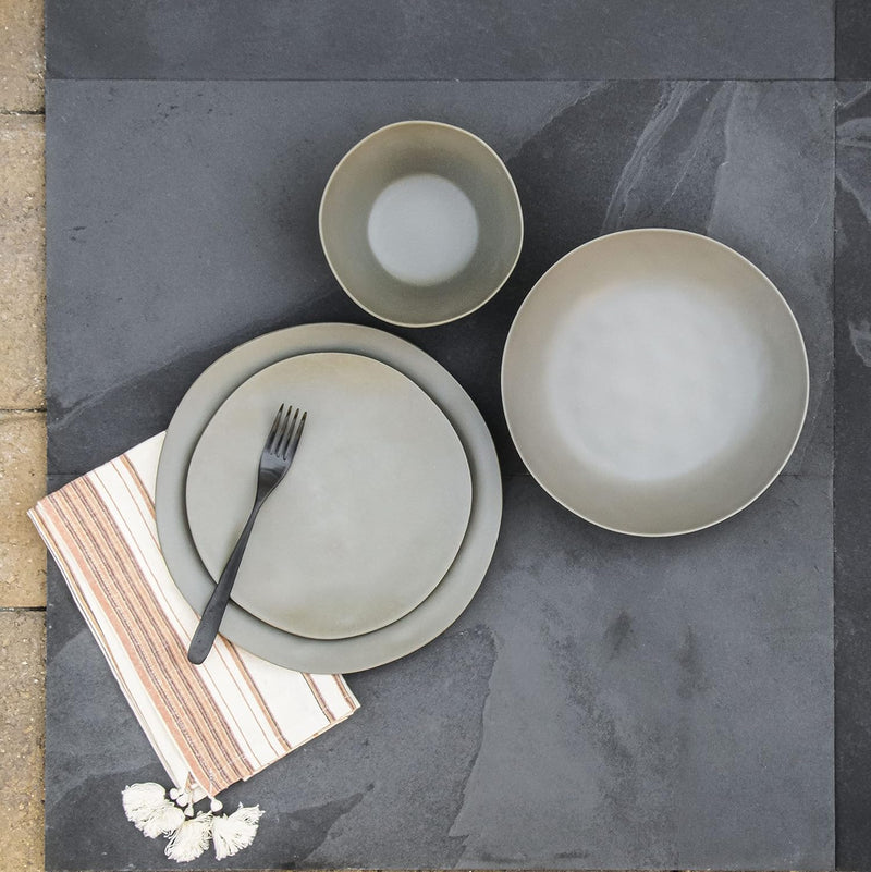 Close-up of TarHong | Planta Matte Dinner Plate - Black showcasing organic edges and matte finish, ideal for stylish indoor or outdoor dining.