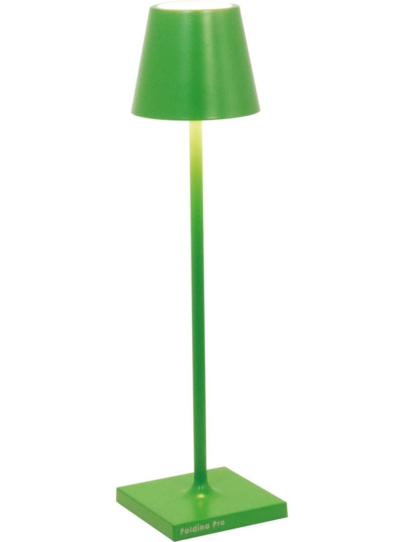 Zafferano America - Poldina Pro Micro Cordless Lamp: Sleek, green LED table lamp with touch dimming, ideal for versatile use in kitchen settings.