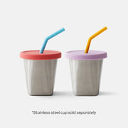 PlanetBox Silicone Straw and Lid Set - Sunset featuring spill-proof lids and reusable straws, perfect for eco-friendly sipping. Cups sold separately.