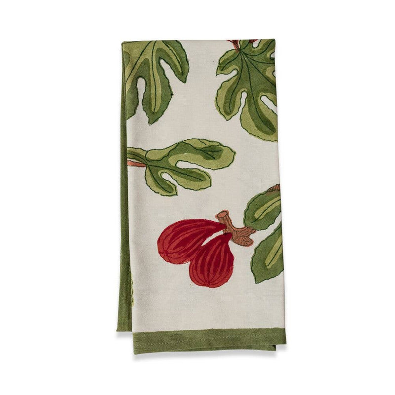 Couleur Nature | Fig Red/Green Tea Towels feature vibrant fig motifs on French linen, perfect for adding elegance to kitchens or enhancing special occasions.