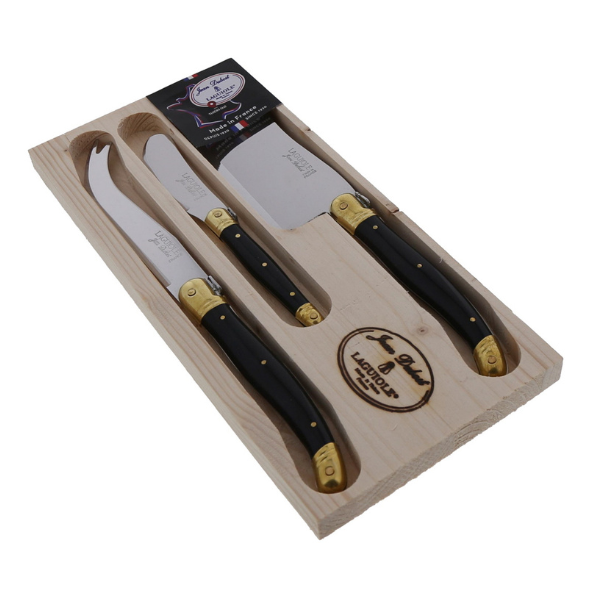 The French Farm - Jean Dubost 3 Piece Cheese Set in Black and Brass
