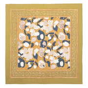 Couleur Nature - Forest Harvest Mustard & Blue Napkins, set of 6, featuring hand-printed fruit motifs and decorative borders, reflecting Provençal forest splendor.