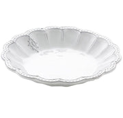 Bella Bianca Medallion Pasta/Soup Bowl on display, showcasing intricate Italian stoneware design, perfect for versatile everyday use.