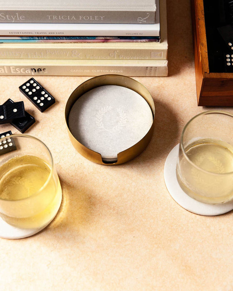 Farmhouse Pottery | Marble Laurel Coasters