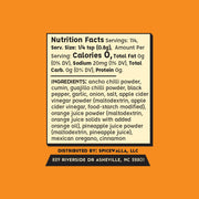 Spicewalla | Al Pastor Rub: Nutrition label displays ingredients like ancho chili and pineapple juice powder, ideal for adobo sauce or tacos. 114 servings, 0 calories per serving.