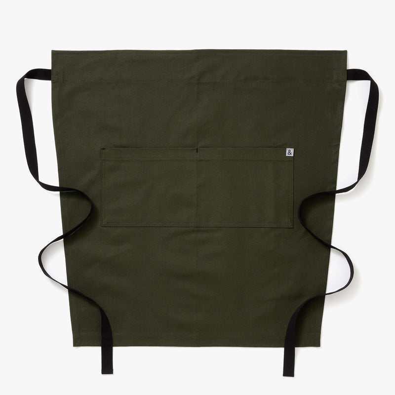 Hedley & Bennett Bistro Half Apron, Olive Green — front view