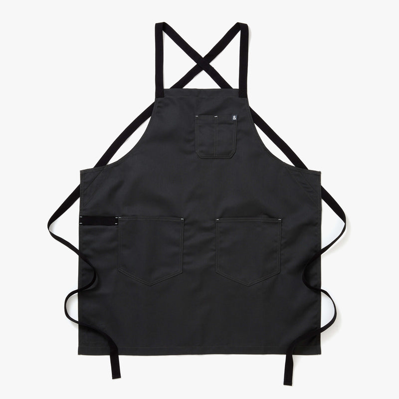 Hedley & Bennett All Day Crossback Apron, Charcoal Grey — front view