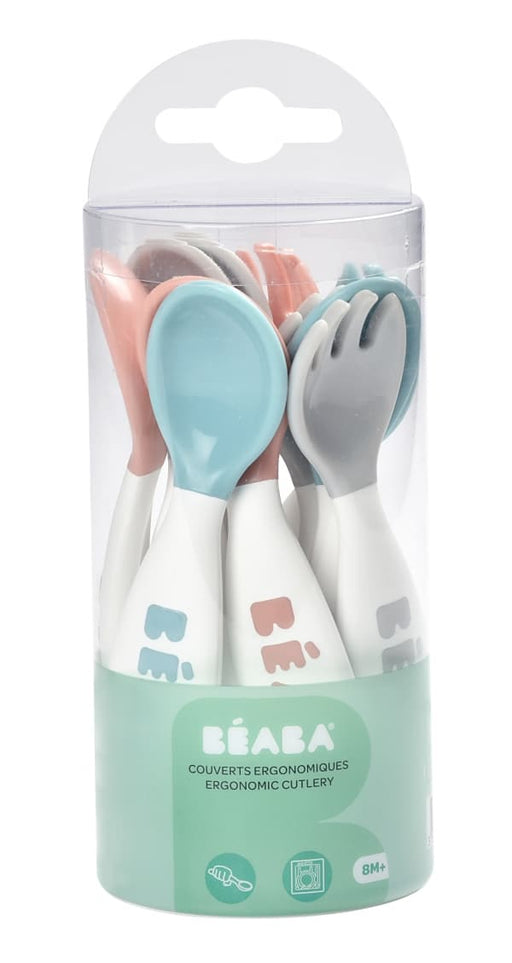 BEABA & Childhome | BEABA Toddler's Self-Feeding Cutlery - Breeze, featuring ergonomically designed spoons and forks for toddlers, supporting independent eating.