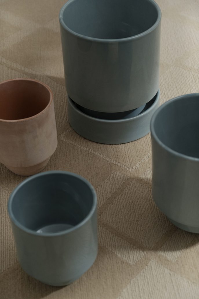 Bergs Potter | Hoff Glazed Collection - 3.1 in-8 cm - Misty Blue - Pot, showcasing a minimalistic, modular design with raw terracotta and glazed earthenware craftsmanship.