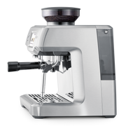 Breville | Barista Touch espresso machine with integrated grinder, steam wand, and transparent reservoirs, ideal for crafting café-quality coffee at home.