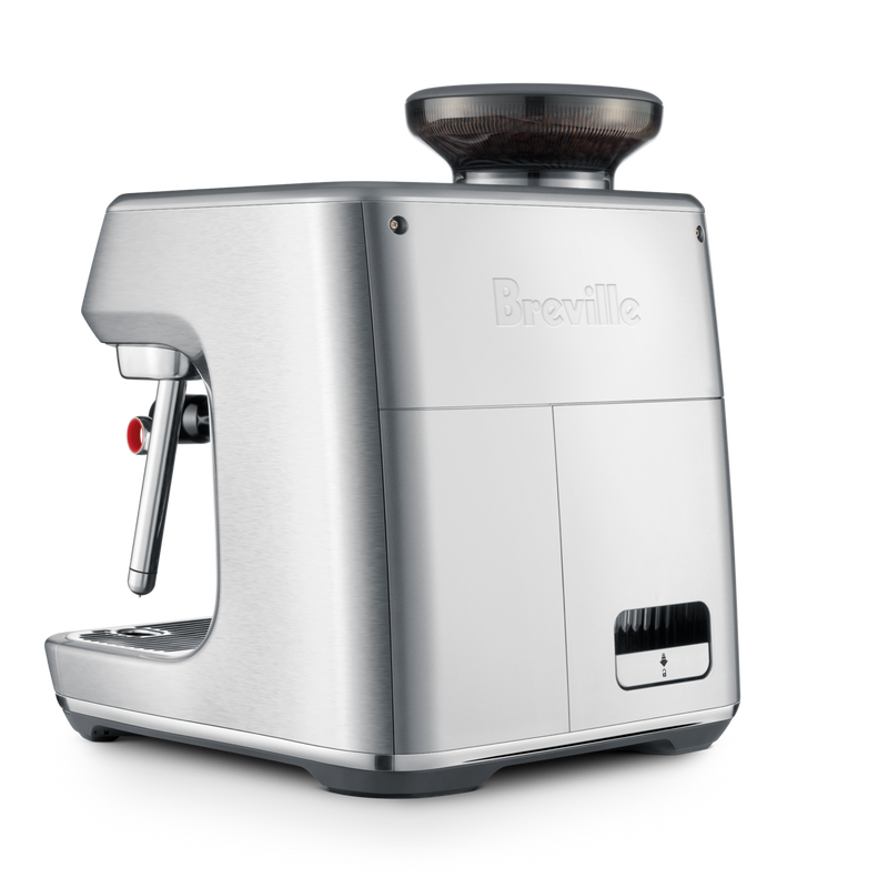 Breville | The Oracle Jet, Black Truffle espresso machine with built-in grinder, bean hopper, steam wand, and drip tray, embodying professional café quality for Athens Cooks.