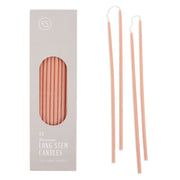 The Floral Society | Long Stem Beeswax Candles, Blossom: Boxed set of 12 peachy-pink taper candles, with loose samples, ideal for intimate dinners and quiet rituals.
