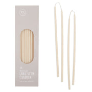The Floral Society | Long Stem Beeswax Candles, Salt set, featuring 12 hand-dipped taper candles, ideal for enhancing intimate dining experiences with a warm, drip-free glow.
