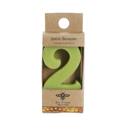 Big Dipper Wax Works Birthday Number Cake Candle, featuring a beeswax candle in box, ideal for toxin-free birthday celebrations with easy-to-use wooden pick.