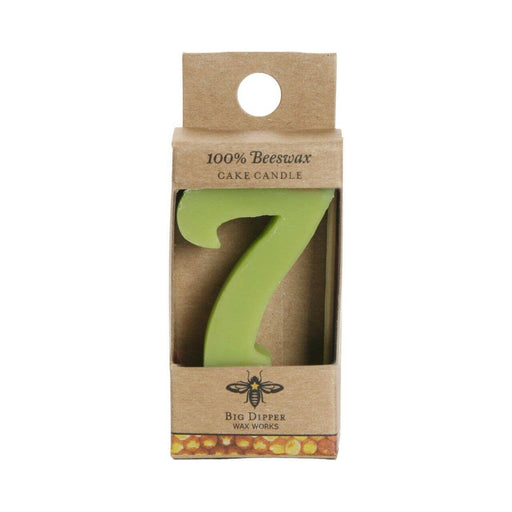 Big Dipper Wax Works | Birthday Number Cake Candles - Star, featuring a green beeswax candle in a box, perfect for festive cake decorating.