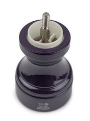 Peugeot | Bistro Salt Mill, Eggplant: Exposed grinding mechanism inside a painted wooden housing, showcasing French craftsmanship. Ideal for enhancing kitchen elegance and functionality.