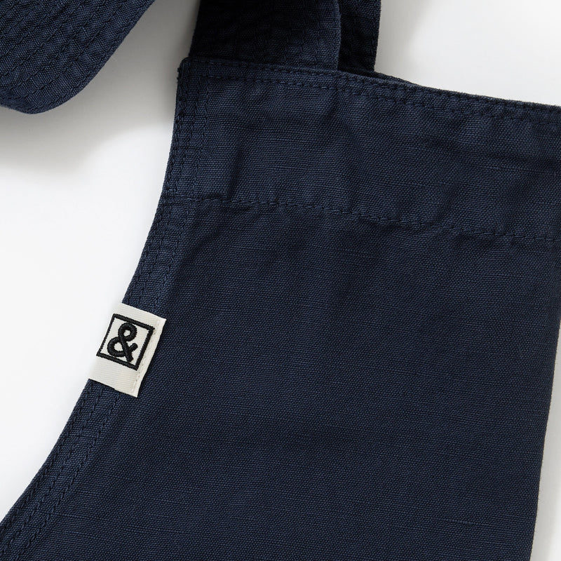 Hedley & Bennett Smock Apron, Blueberry Blue — fabric and construction detail