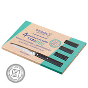 Opinel | Bon Appétit No.125 Steak & Table Knives Sets, Pro features four black-handled, micro-serrated stainless knives in dishwasher-safe packaging, ideal for everyday dining.