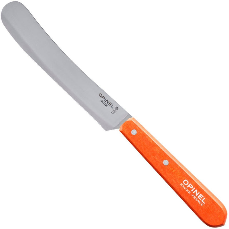 Opinel | Brunch Knives, Tangerine: Serrated stainless-steel blade with orange handle, ideal for spreading and cutting bread. Perfect for breakfast or snacking.