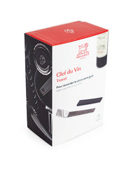 Peugeot Clef du Vin Travel, Wine Ageing Tool box with logo and keys, offering instant wine aging insights, available at Athens Cooks kitchen store.