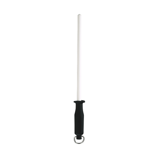 Messermeister 1200 Grit Ceramic Sharpening Rod, 12-inch, with ergonomic handle designed to hone and polish knives for a razor-sharp edge. Ideal for daily kitchen use.