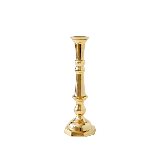Sir|Madam Georgian Candlestick No. 2, Brass: A polished metal taper candle holder, perfect for creating elegant displays with its unique Georgian-inspired silhouette.