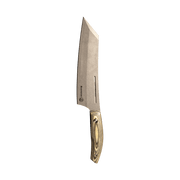 Messermeister | Bunka 8 Chef's Knife with a high-carbon steel blade and ergonomic wooden handle, designed for precision slicing and chopping.