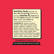 Spicewalla | Carolina BBQ Rub packet showing nutrition facts and ingredients, ideal for enhancing pork, poultry, or roasted potatoes with a smoky, spicy, sweet mustard flavor.