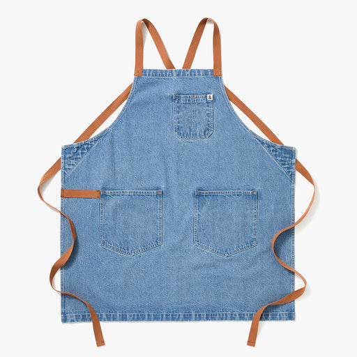 Hedley & Bennett All Day Crossback Apron, Cedar Blue Denim — front view