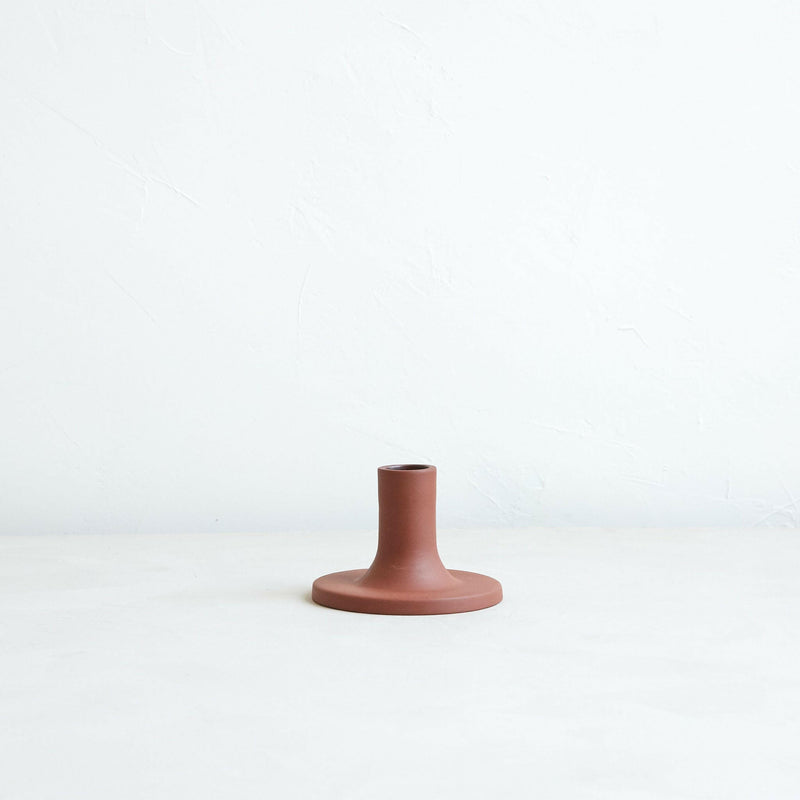 The Floral Society | Candle Holders - Grand - Tall - Earth: Ceramic holder with a clean, matte finish, hand-finished for unique variations, fits standard taper candles, dynamic as a collection.
