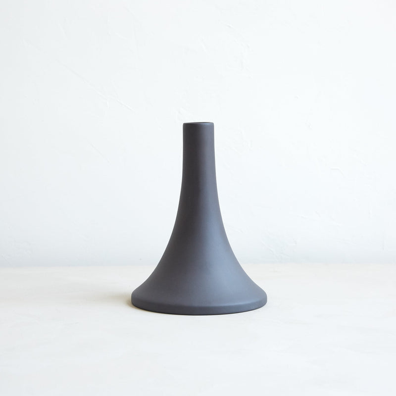 The Floral Society | Candle Holders, Grand, Matte White Tall: A modern, matte-finished ceramic holder with a flared base and narrow neck, ideal for standard taper candles.
