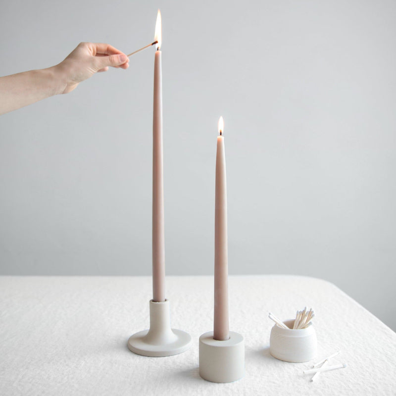 The Floral Society | Dipped Taper Candles, 18 Inches Greige