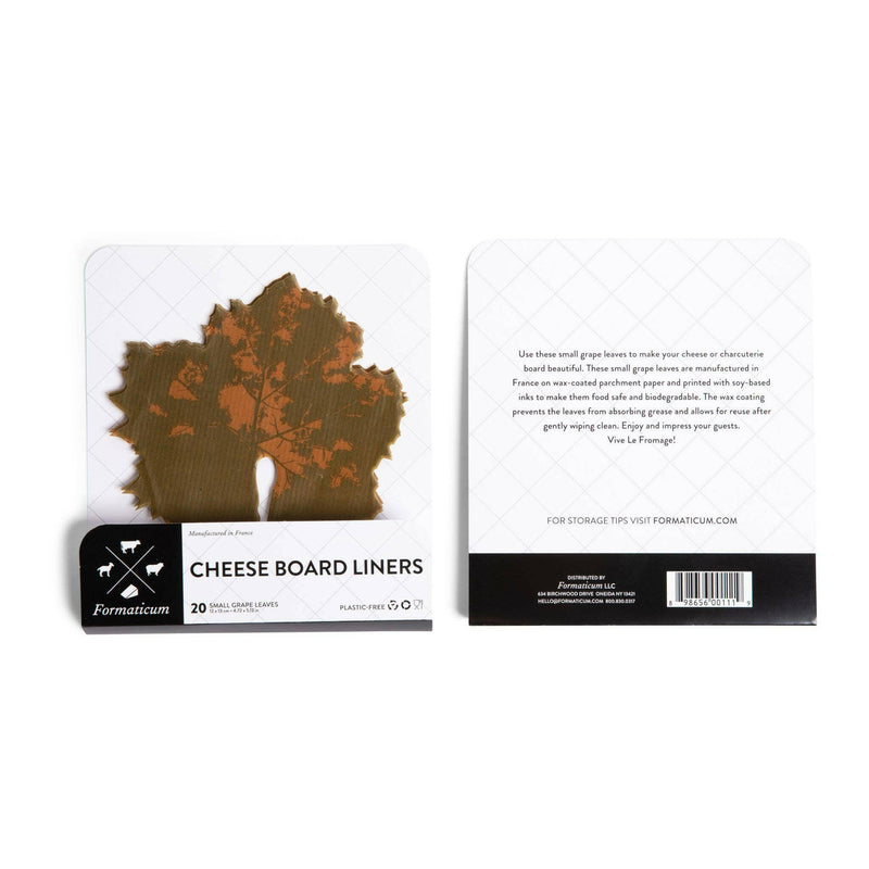 Formaticum | Cheese Board Liners - Large, ideal for enhancing cheese displays, made from wax-coated parchment with grape leaf design, ensuring elegance and easy cleanup.