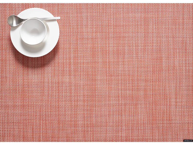 Chilewich Mini Basketweave Compact Rectangle Placemats, Ivy 12 x 16, showcasing a refined, textured design perfect for enhancing both casual and formal dining settings.